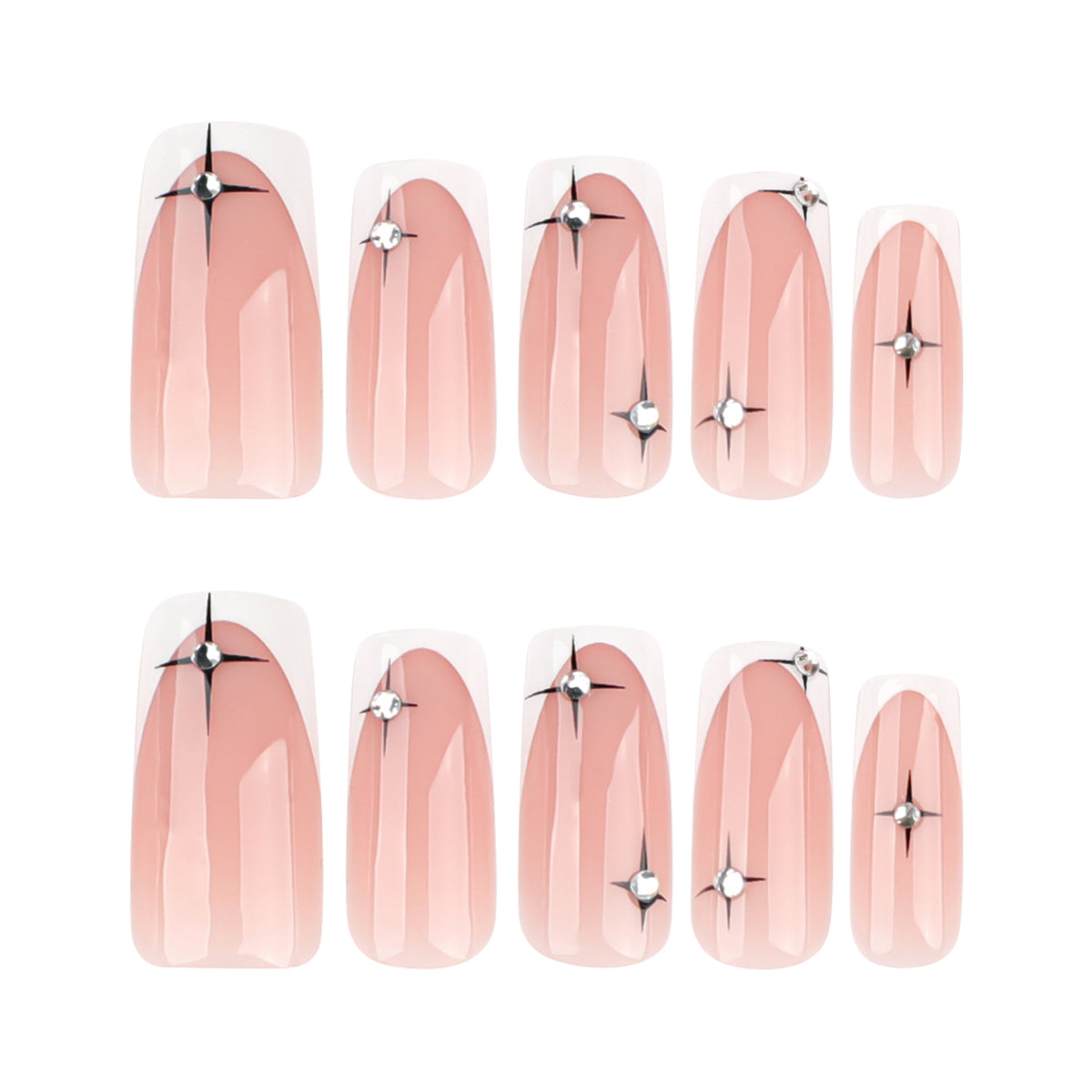 Künstliche Nagelverlängerungen mit elegantem French-Tip und Glitzerakzenten Brehn