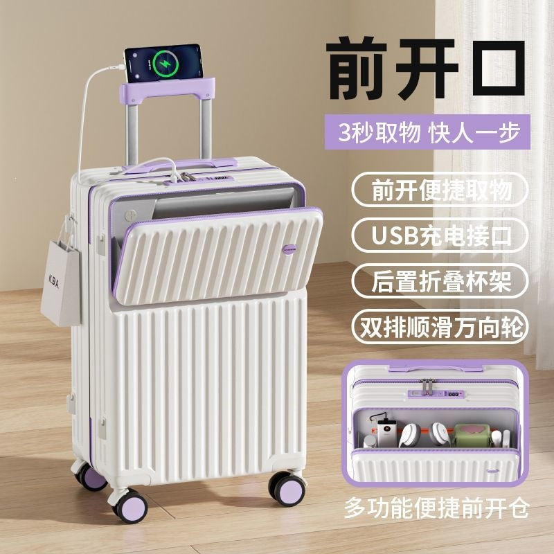 Tragbarer Hartschalen Trolley Koffer Mit Usb-Anschluss Und Innovativem Organizer Brehn