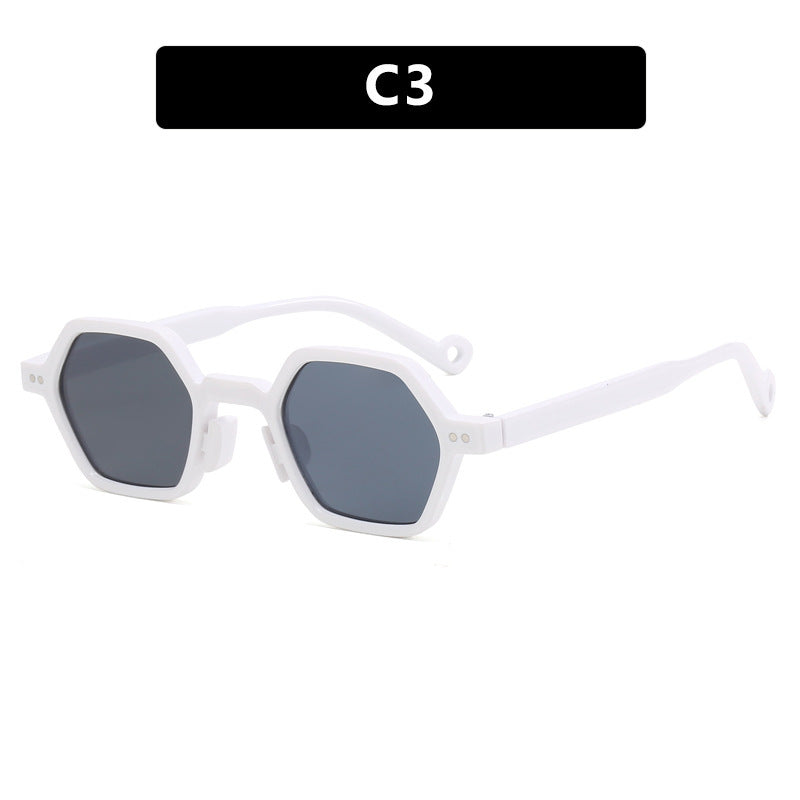 Damen hexagonale Sonnenbrille mit transparentem Rahmen Brehn