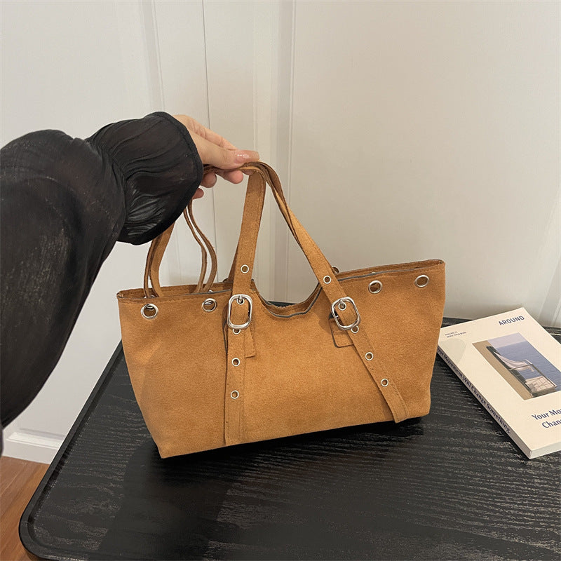 Stylische Minimalistische Wildleder-Tote-Tasche