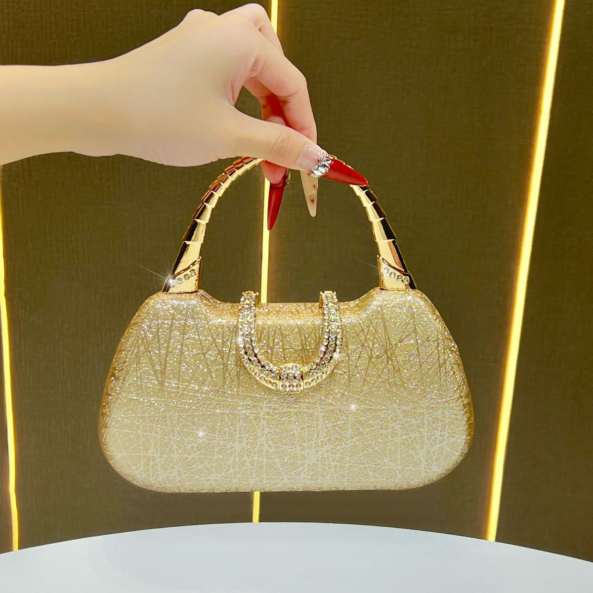 Rhinestone-Detail Abendhandtasche