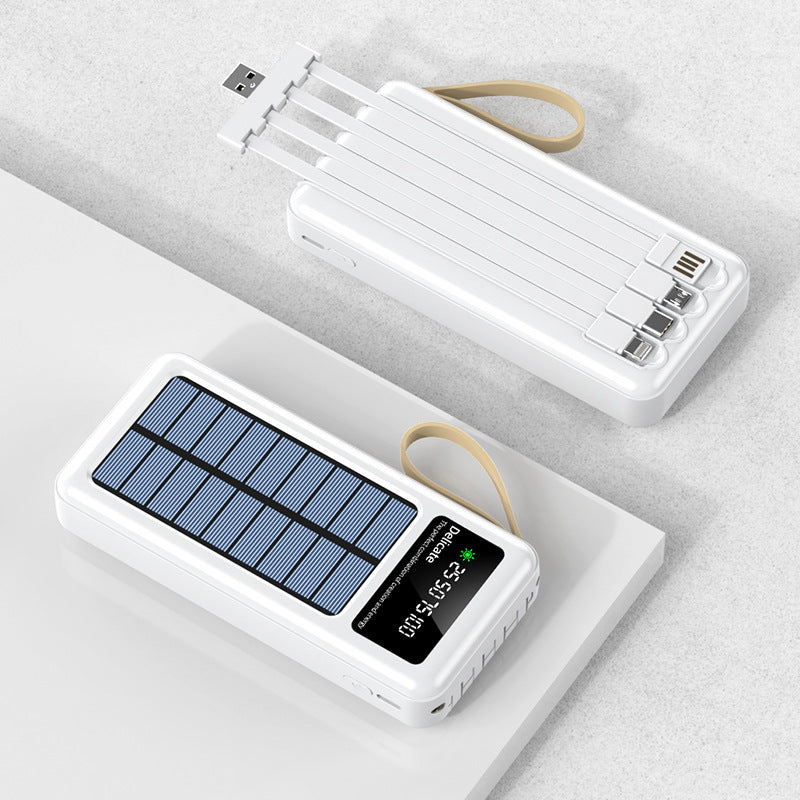 Tragbare Solar-Powerbank mit Integriertem Multifunktions-Ladekabel und Digitaler Anzeige Brehn