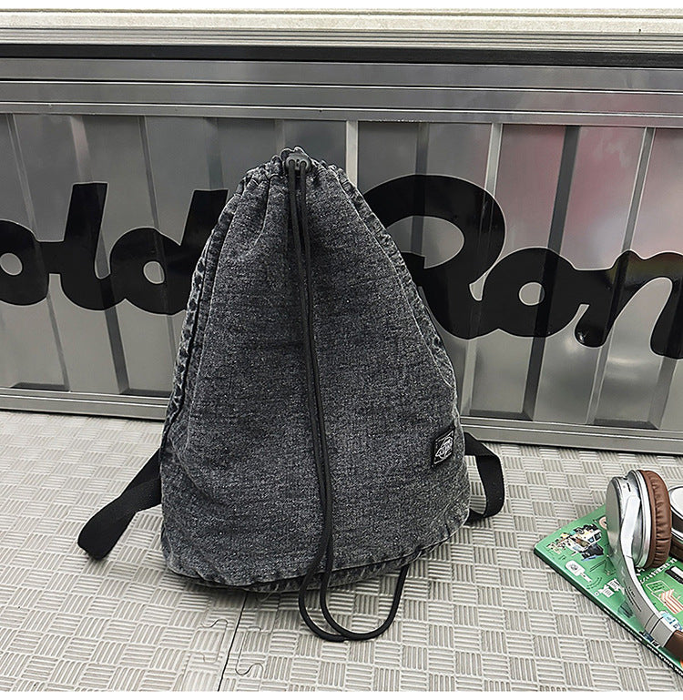 Legere Kordelzug Denim Schulrucksack