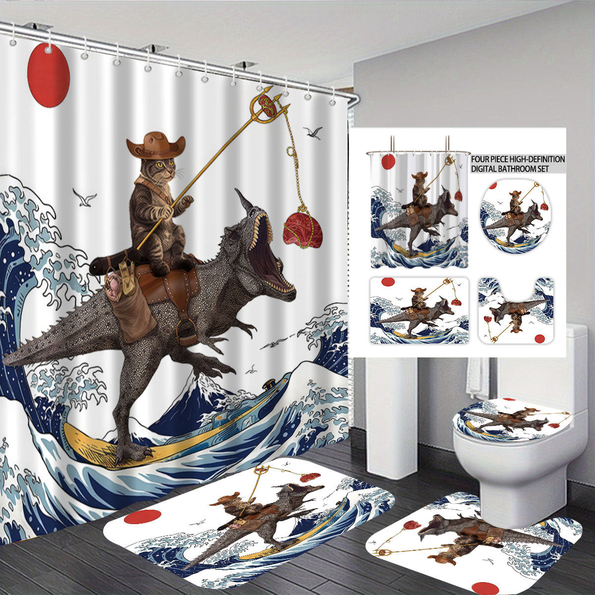 Digital Floral Theme Badezimmer Dekor Set Brehn