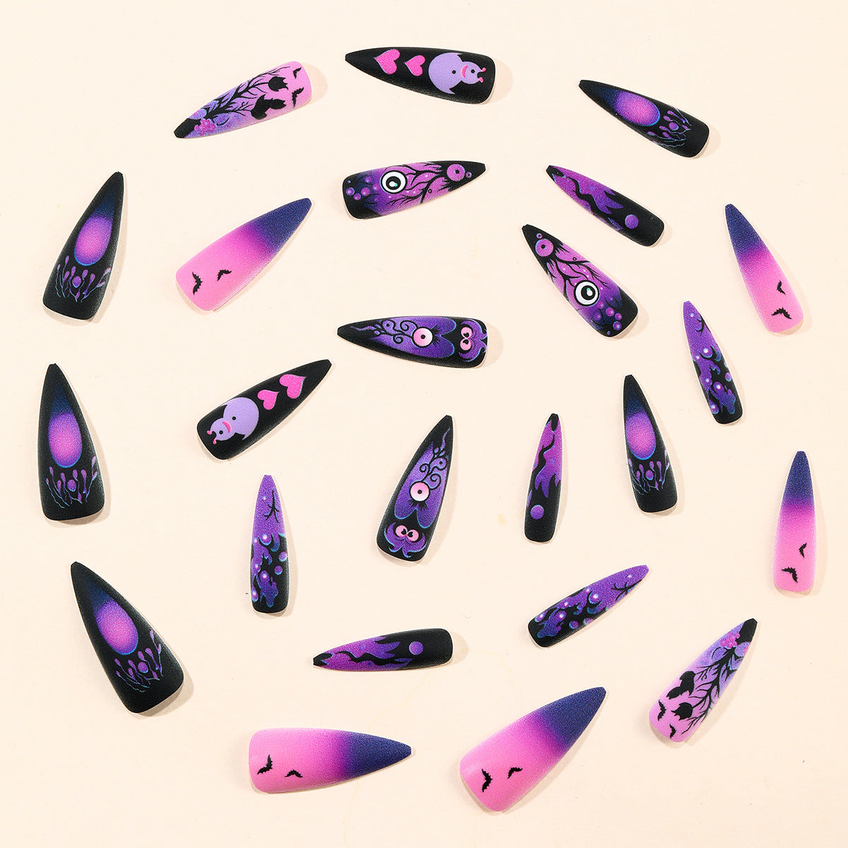 Gothic Halloween-inspirierte Stiletto-Nagelkunstverlängerungen Brehn