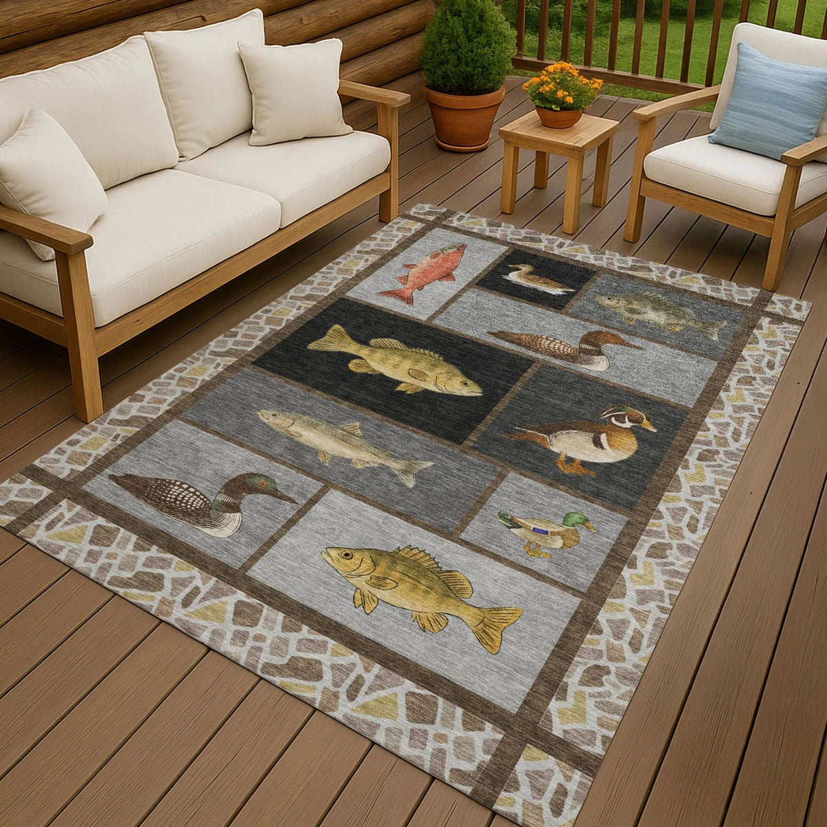 Geometrisches Muster Outdoor-Teppich