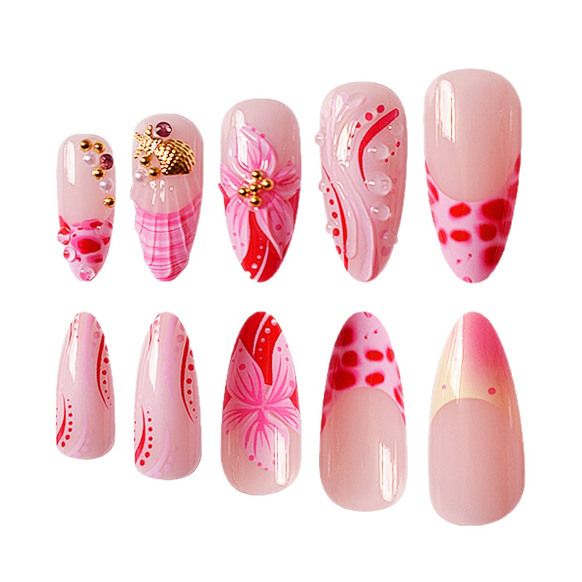 Florale Emaille Spitze Nagelkunst Verlängerungen Brehn