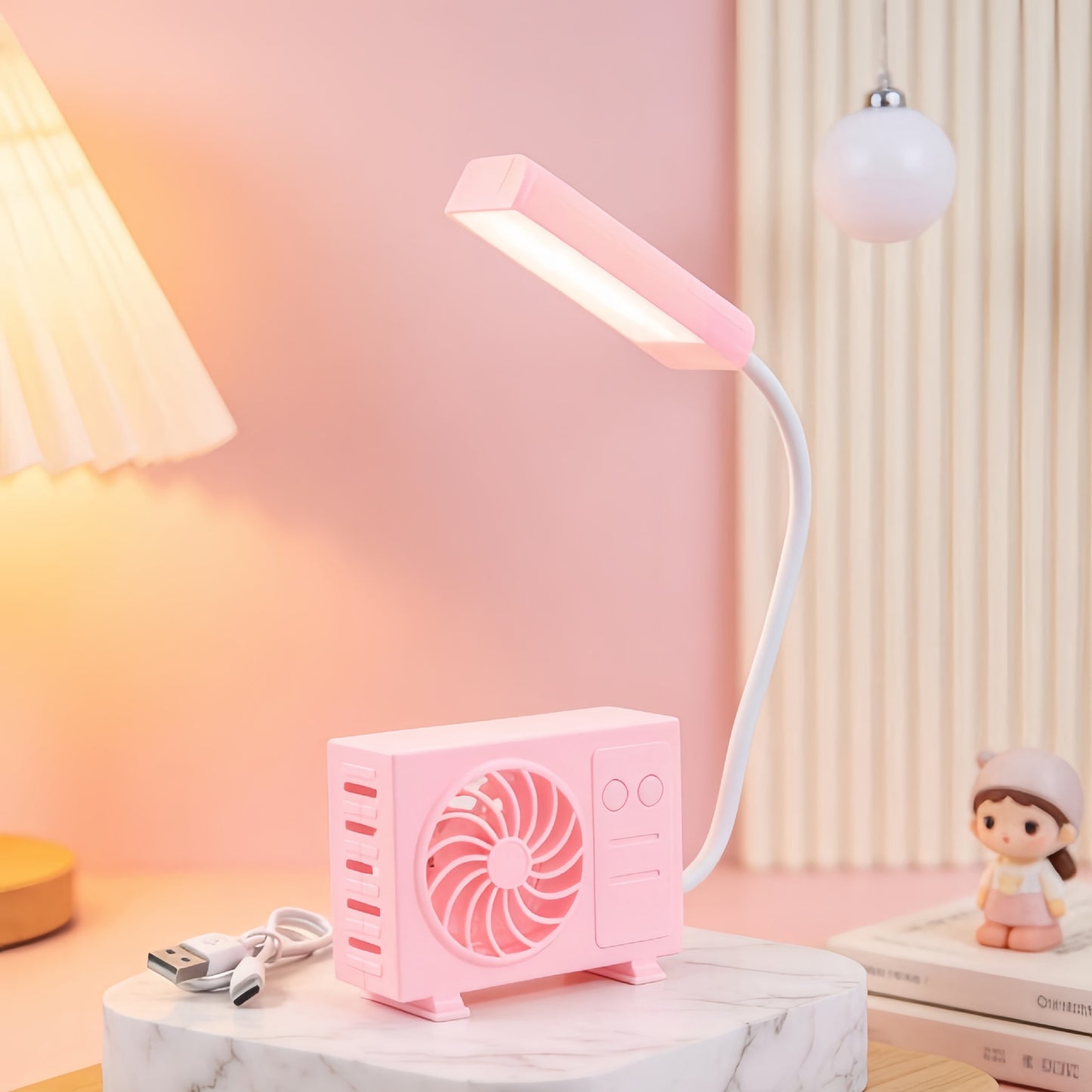 Damen Tischlampe mit integriertem USB-Ventilator Brehn