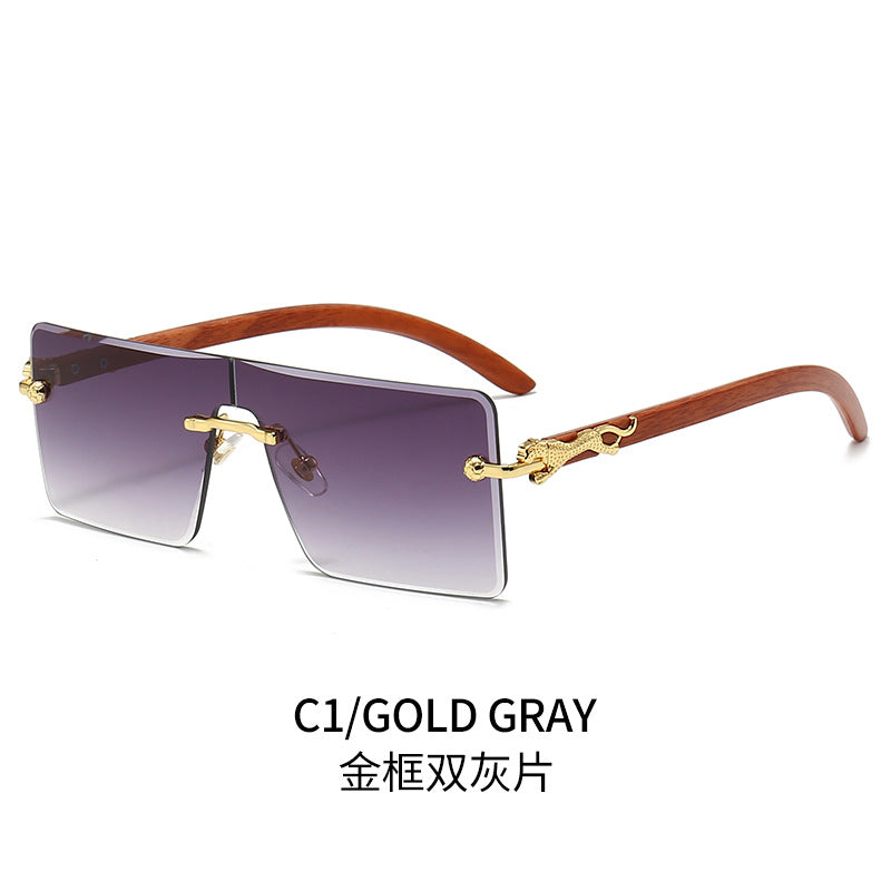 Damen oversized modische Sonnenbrille mit luxuriösen Holz- und Metallelementen Brehn