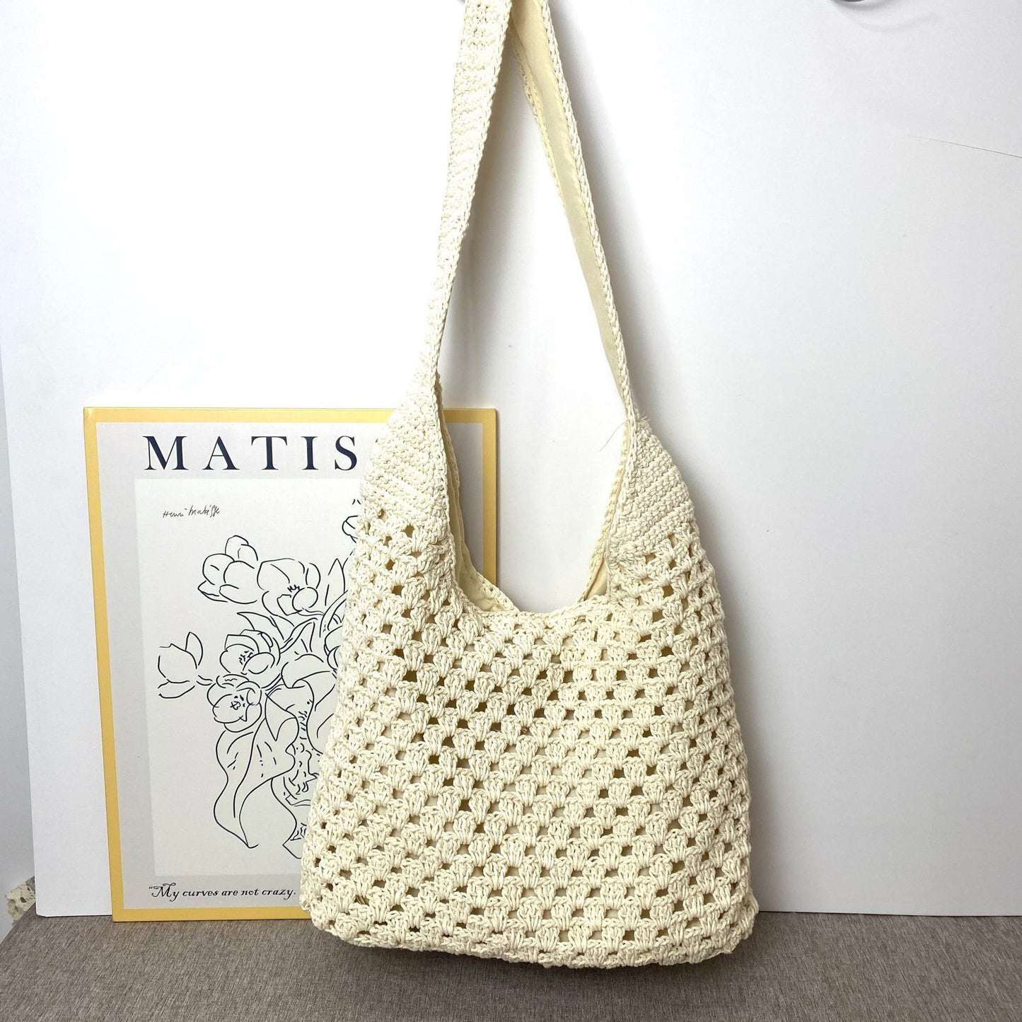 Handgeknüpfte Schultertasche Im Gehäkelten Design Brehn