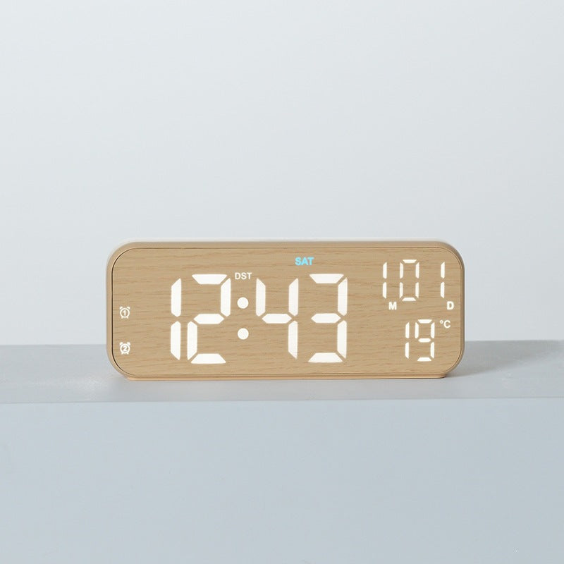 Digitaler Holz-Led Wecker mit Temperatur- und Kalenderfunktion Brehn
