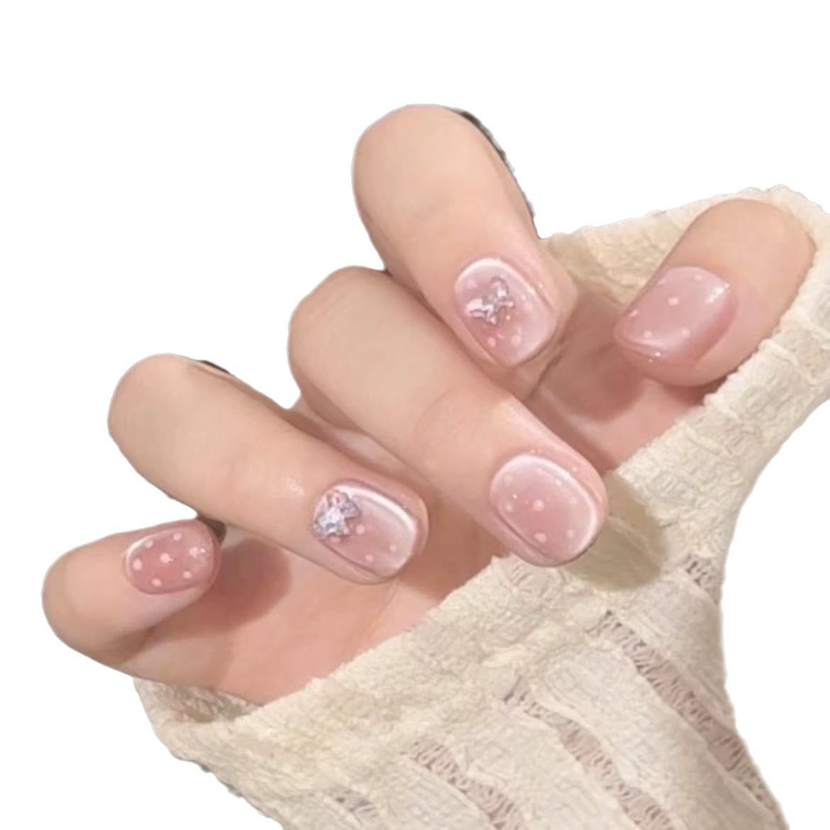 Künstlerisches Blumen Press-On Nagelset mit Glitzerakzenten Brehn