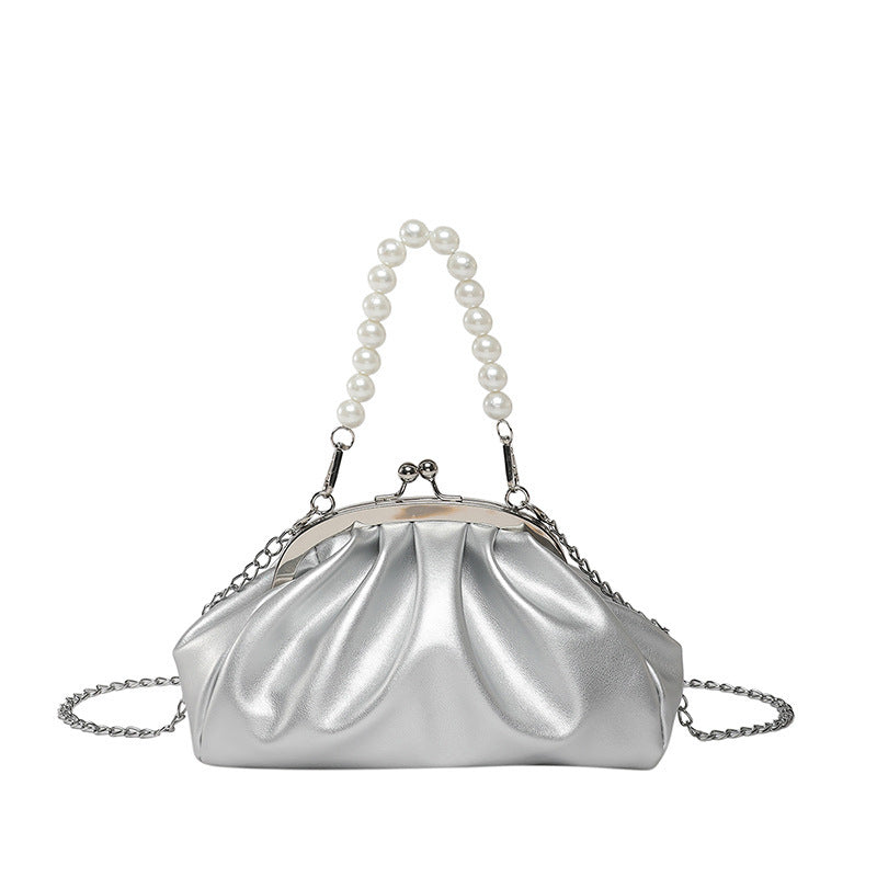 Elegante Clutch-Handtasche mit Perlenkette Brehn