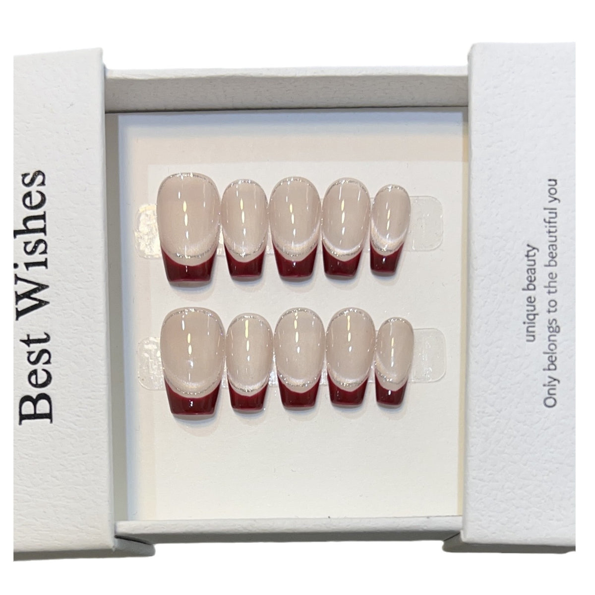 Künstlerisches Gel Press-On Nagelset mit eleganten französischen Spitzen Brehn