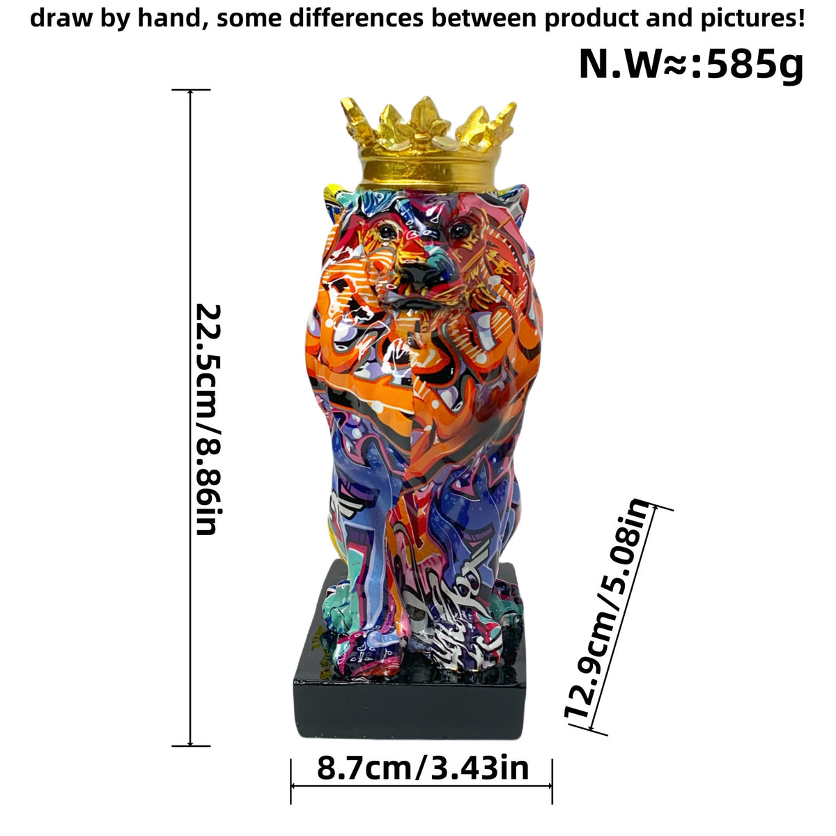 Bunte Löwen Skulptur mit Krone Brehn
