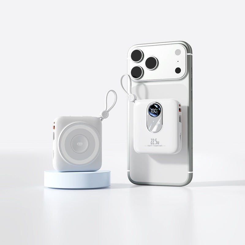 Powerbank mit kabelloser Ladefunktion und digitalem Smart-Display Brehn