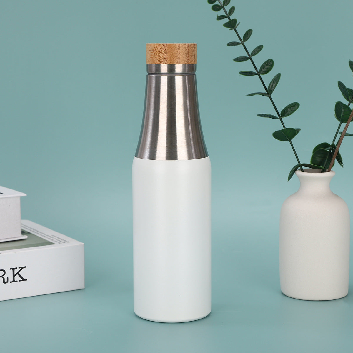 Damen edelstahl isolierte Trinkflasche mit Bambusdeckel Brehn