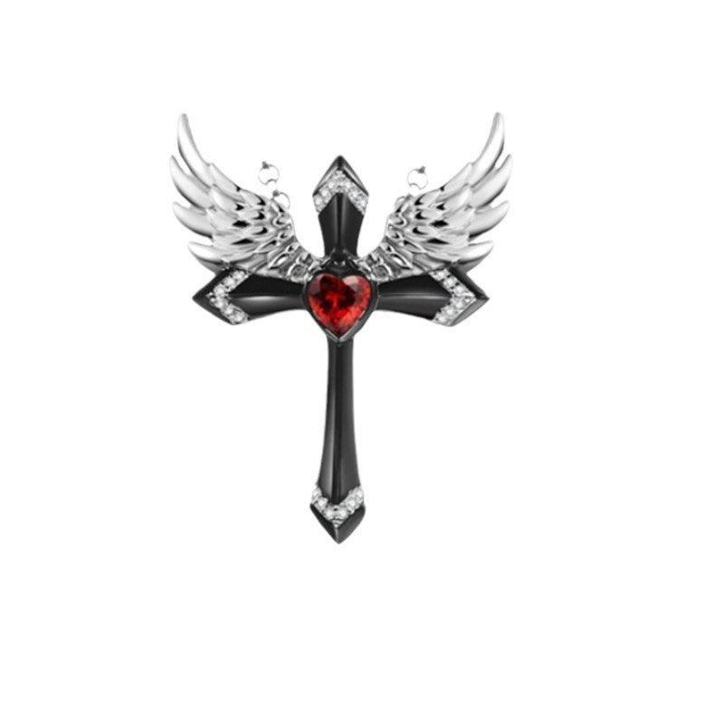 Gothic Engel Flügel Kreuz Anhänger Halskette Brehn