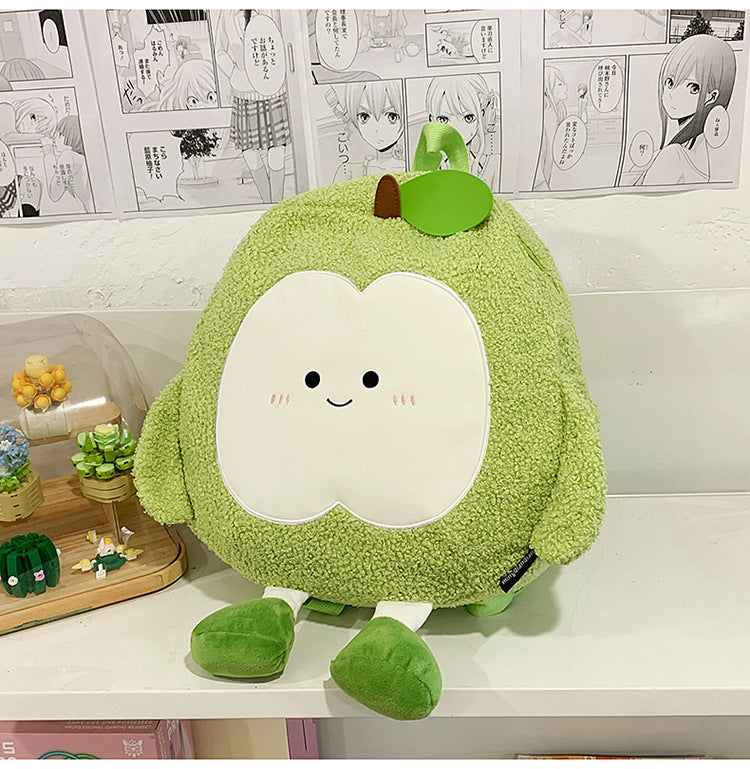 Kinder Süßes Apfel-förmiger Plüsch Schulrucksack