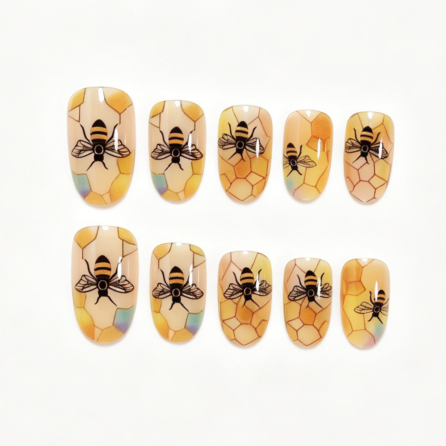Künstlerisches Bienen-Themen Press-On Nagelkunst Set Brehn