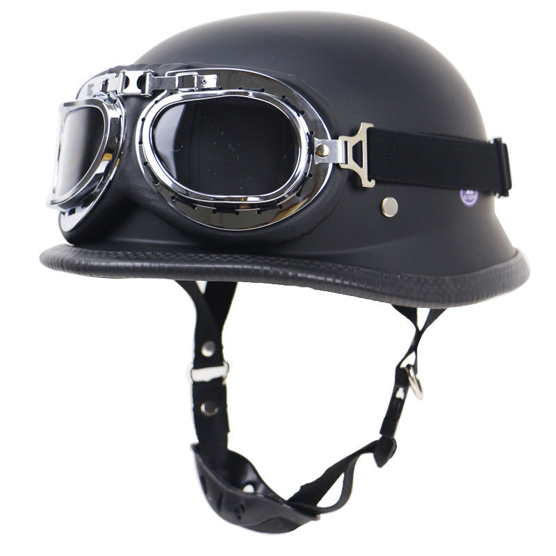 Vintage-Motorradhelm mit schützenden Goggles Brehn