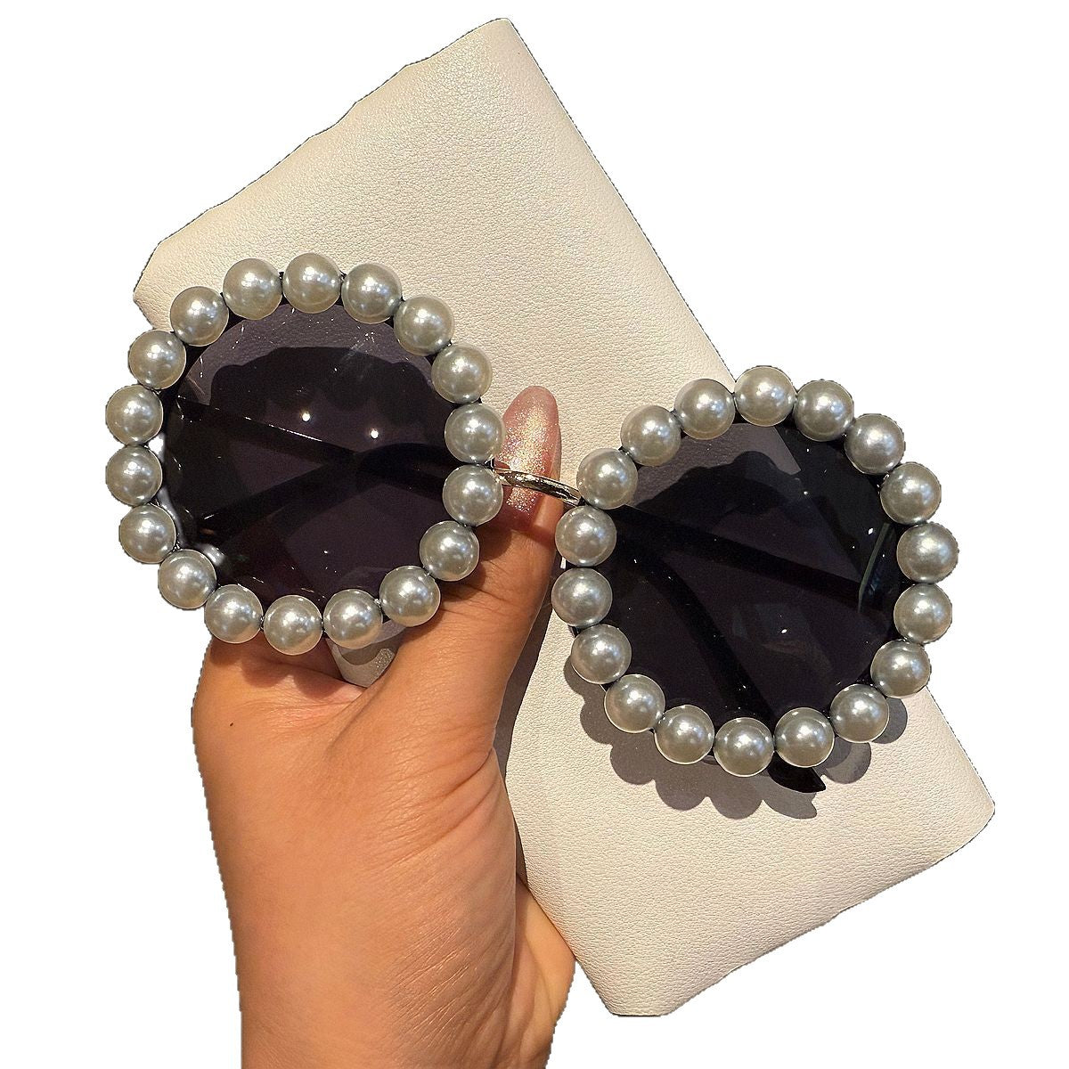 Damen elegante Vintage-Sonnenbrille mit Perlenbesatz Brehn