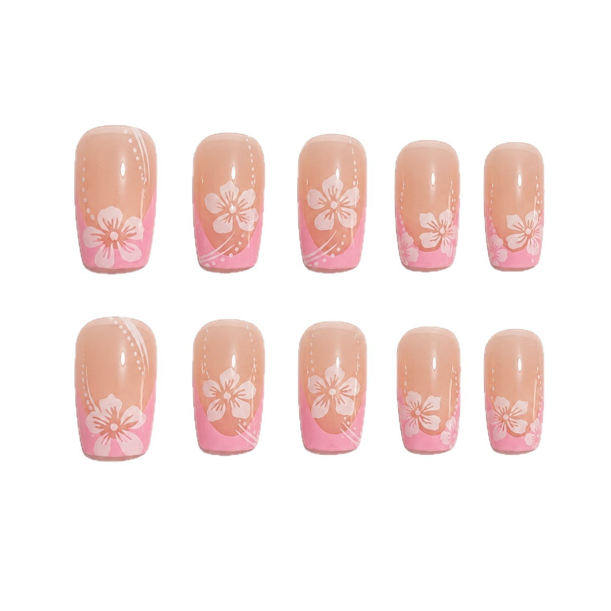 Floral-Design Press-On Nagelkunst Set Brehn
