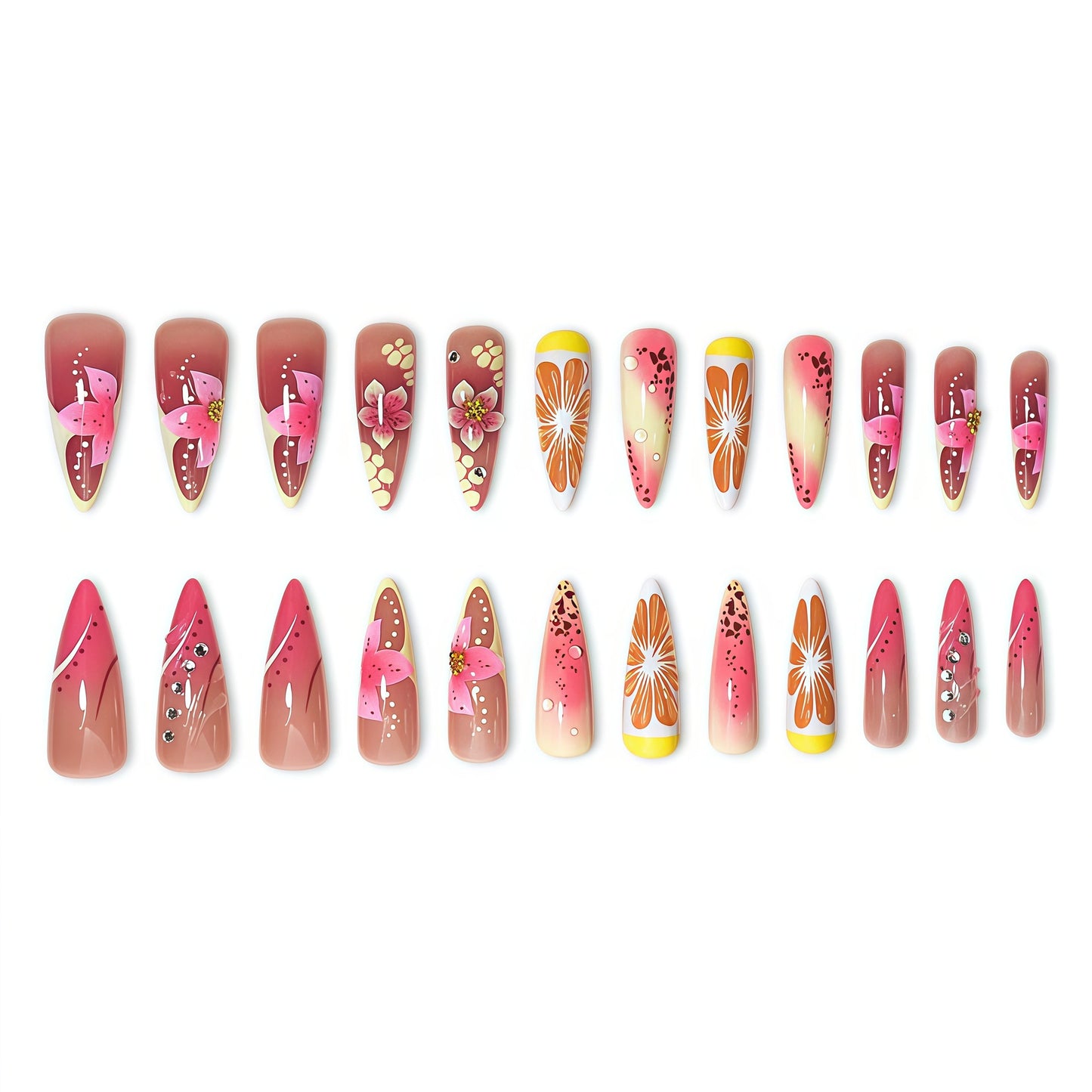 Blumen Design Stiletto Nagelverlängerungen Brehn