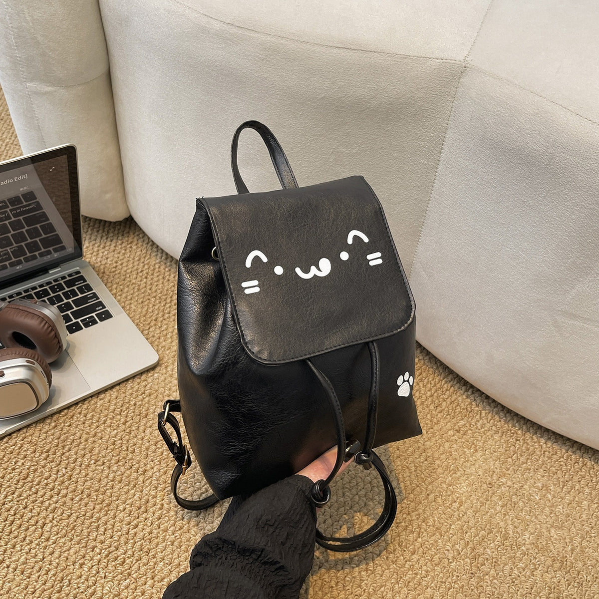 Süße katzenhafte Lederalternative-Rucksack Brehn