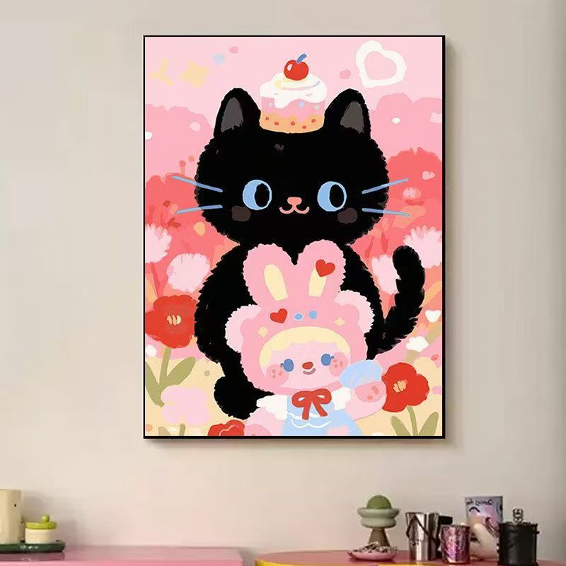 Verspielte katzenmotivierte Illustrationswandkunst Brehn
