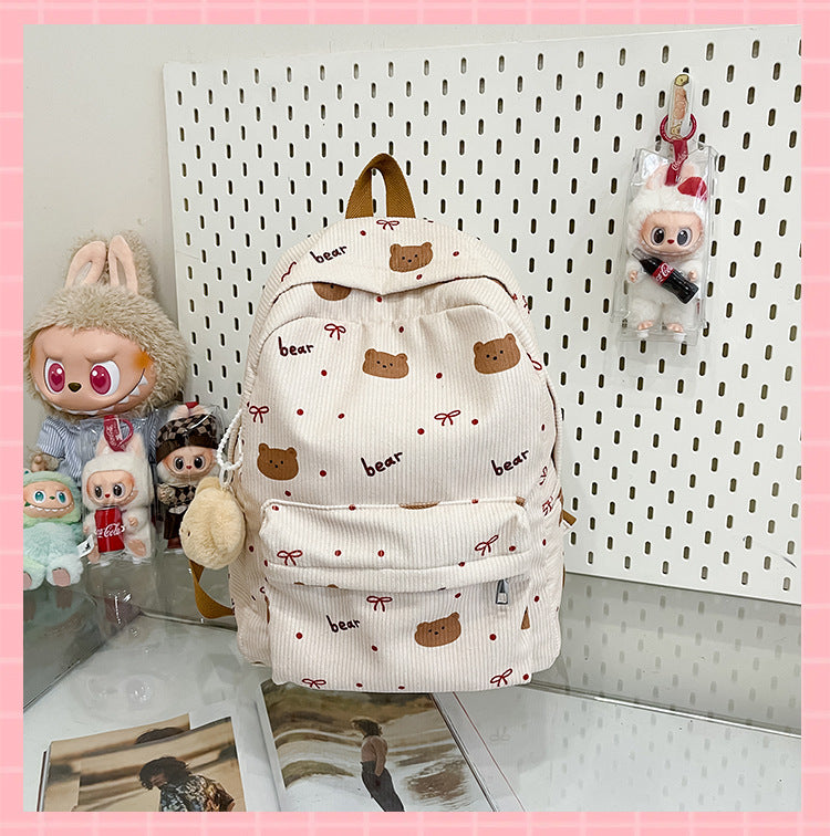 Rucksack mit Verspieltem Bärenmotiv und Praktischen Fächern Brehn
