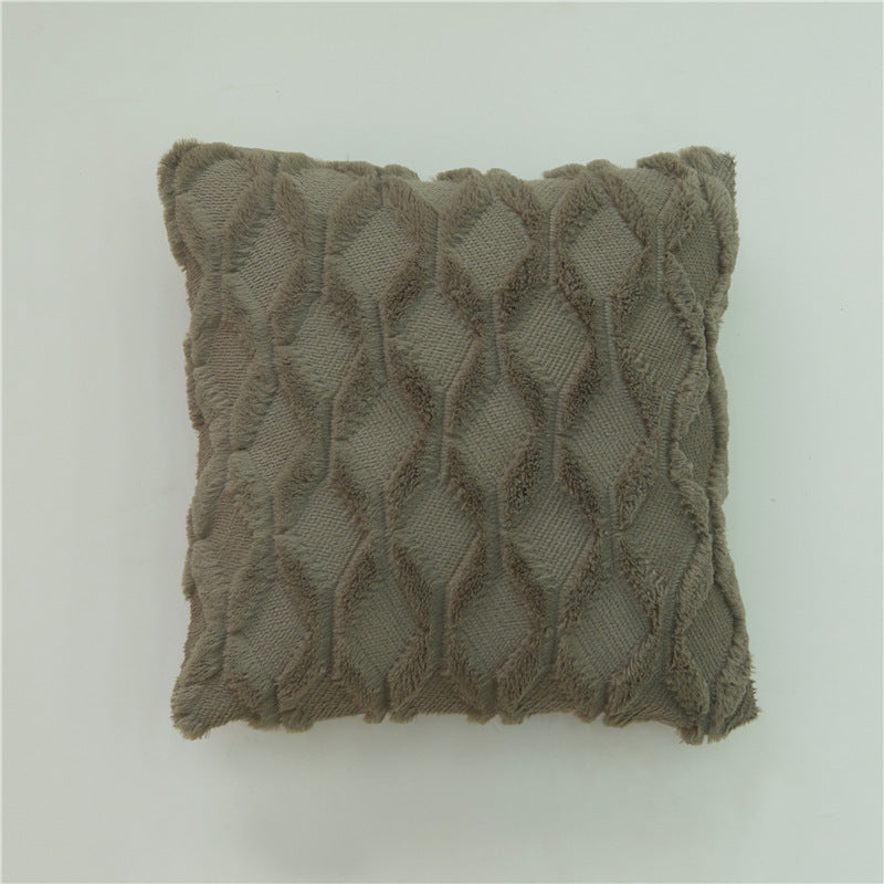Quadratischer Zierkissenbezug mit dreidimensionalem Wabenrelief aus soften Chenille-Fasern Brehn