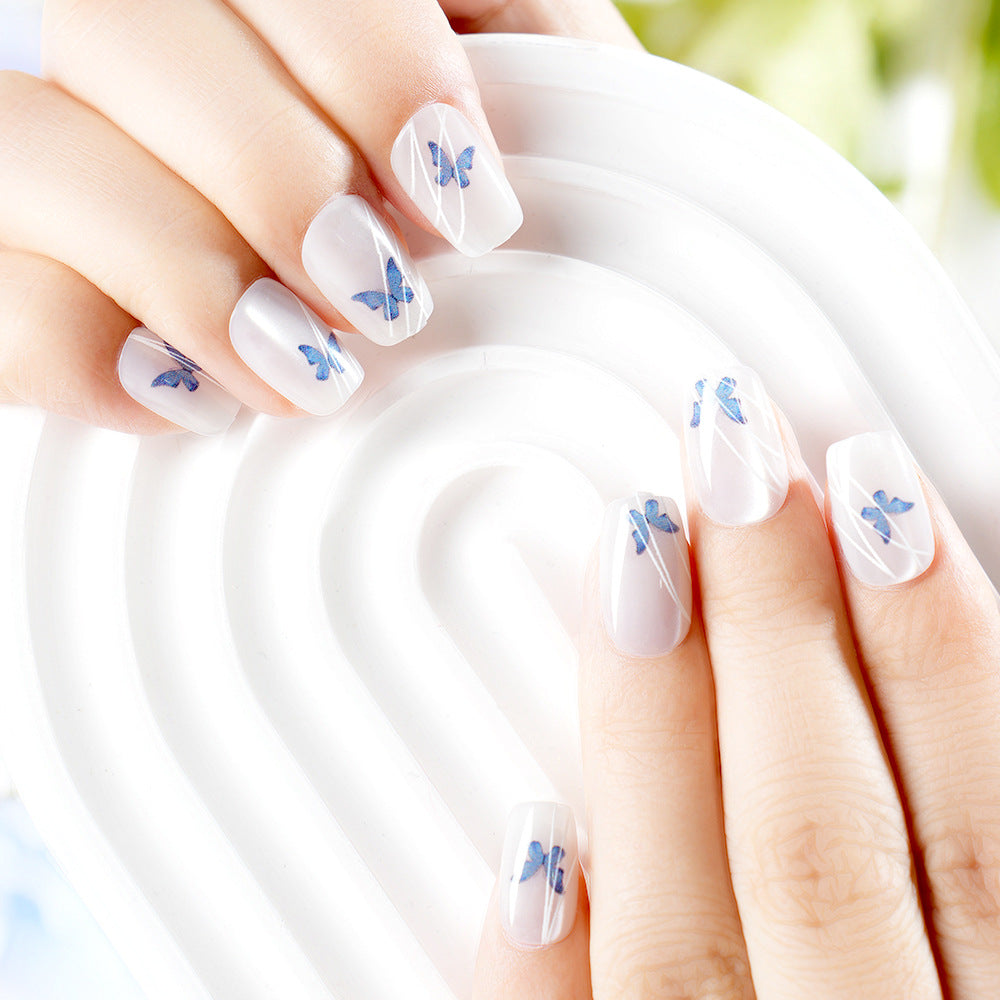 Elegante Schmetterlingsdruck Press-On Nagelset Brehn
