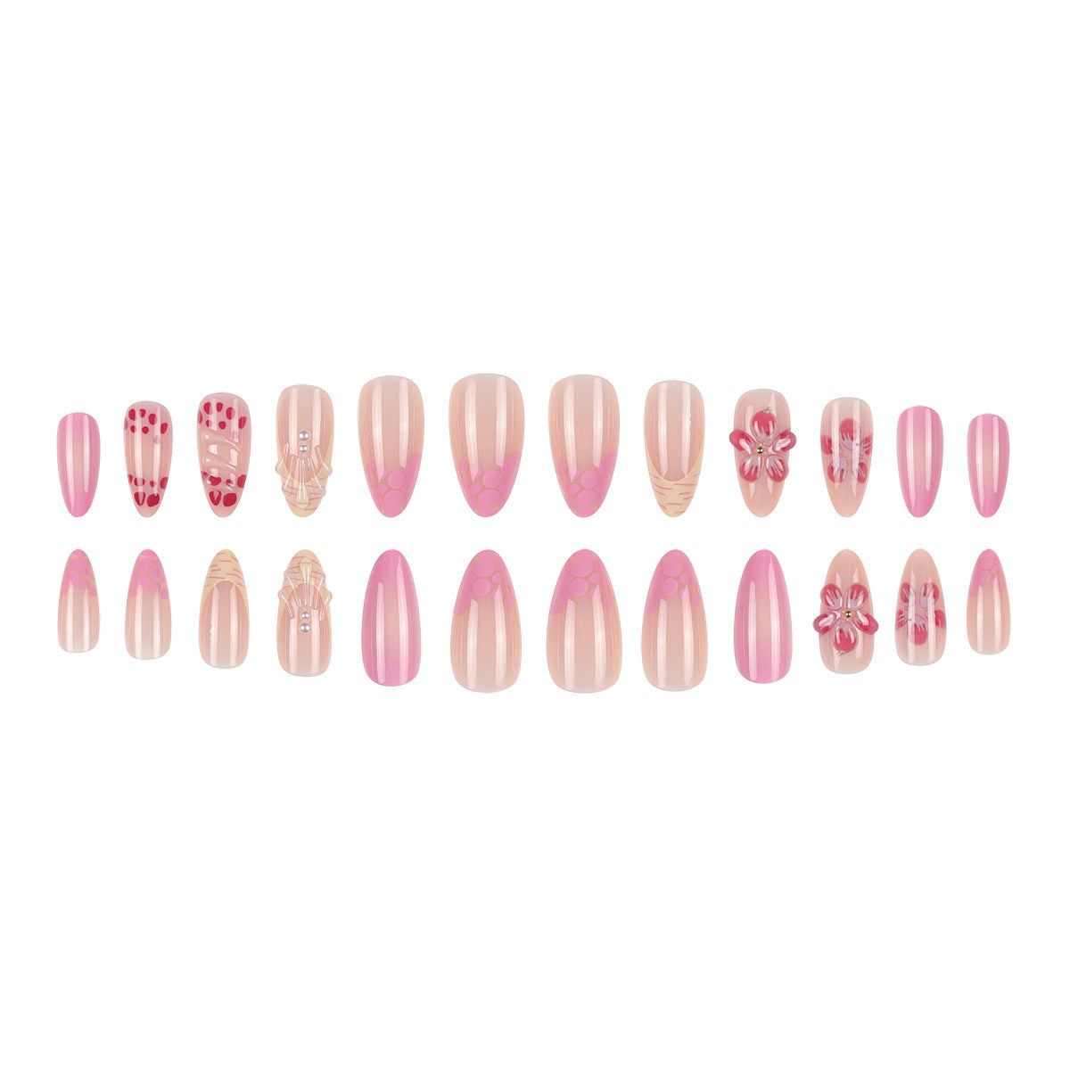 Blumeninspiriertes elegantes Press-On-Nagelset Brehn