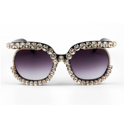 Damen stilvolle Oversize-Sonnenbrille mit funkelnden Strass-Applikationen Brehn