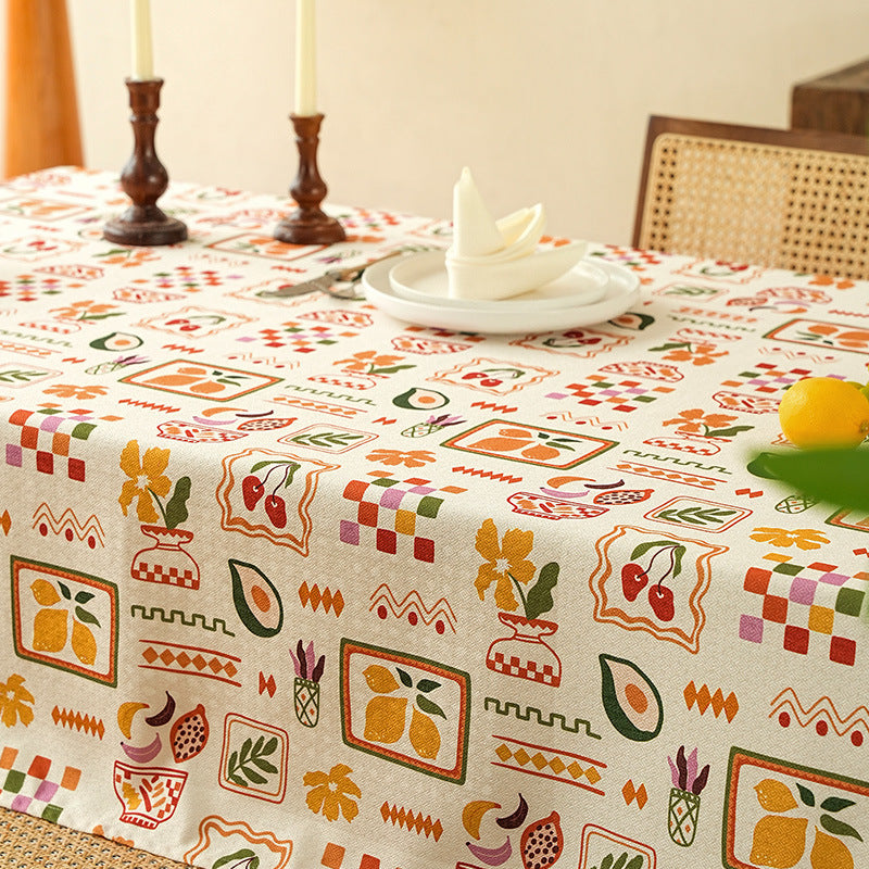Rechteckige Tischdecke mit retro-inspiriertem Kachelmuster und Baumwollmischung Brehn