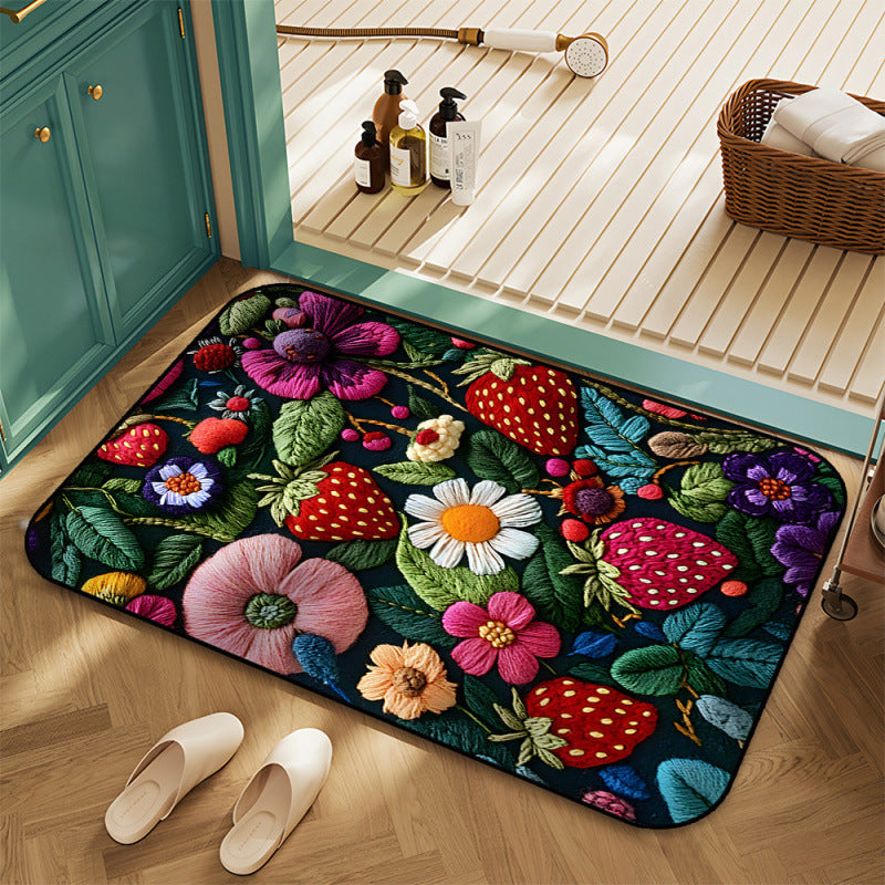 Floraler bestickter Teppich Brehn