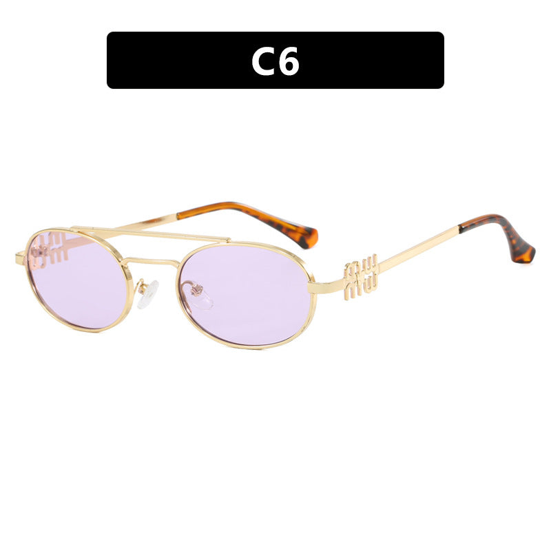 Damen elegante ovale Sonnenbrille mit luxuriösem Metallrahmen Brehn