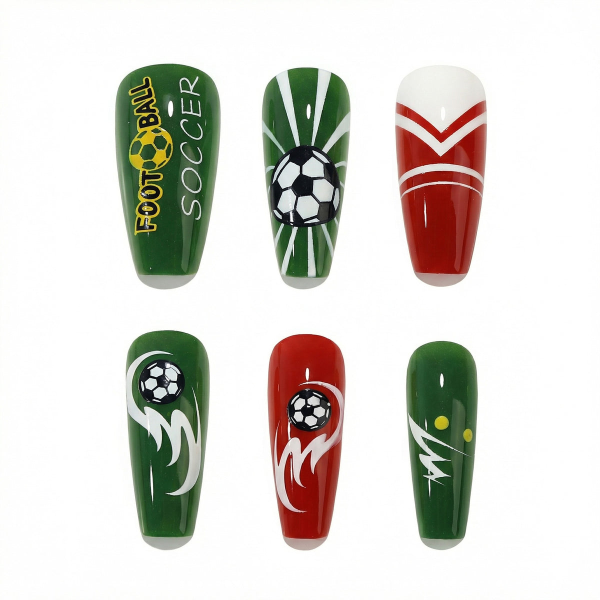 Sportliche Nagelkunst im Fußball-Stil Brehn