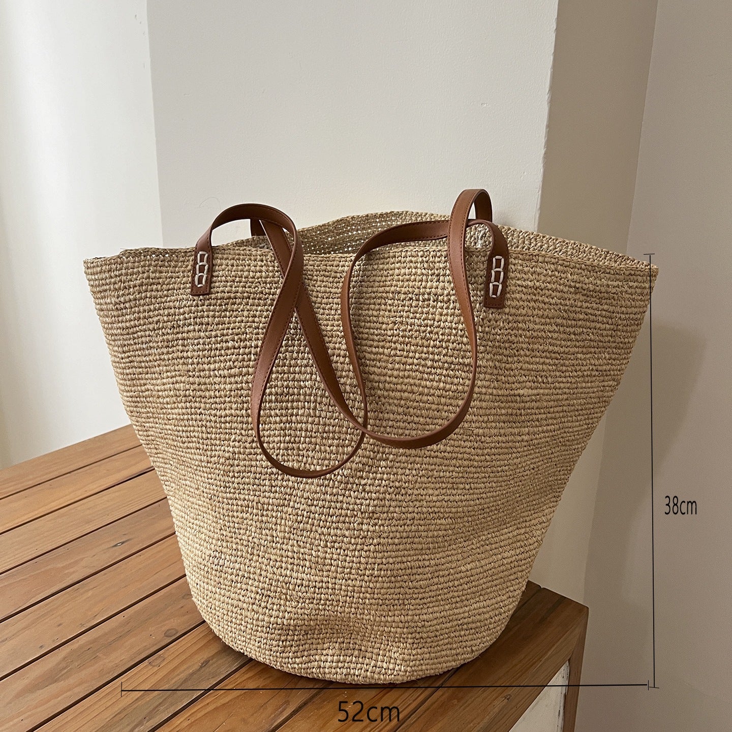 Handgefertigte Strohtasche mit Weichem Innenfutter Brehn