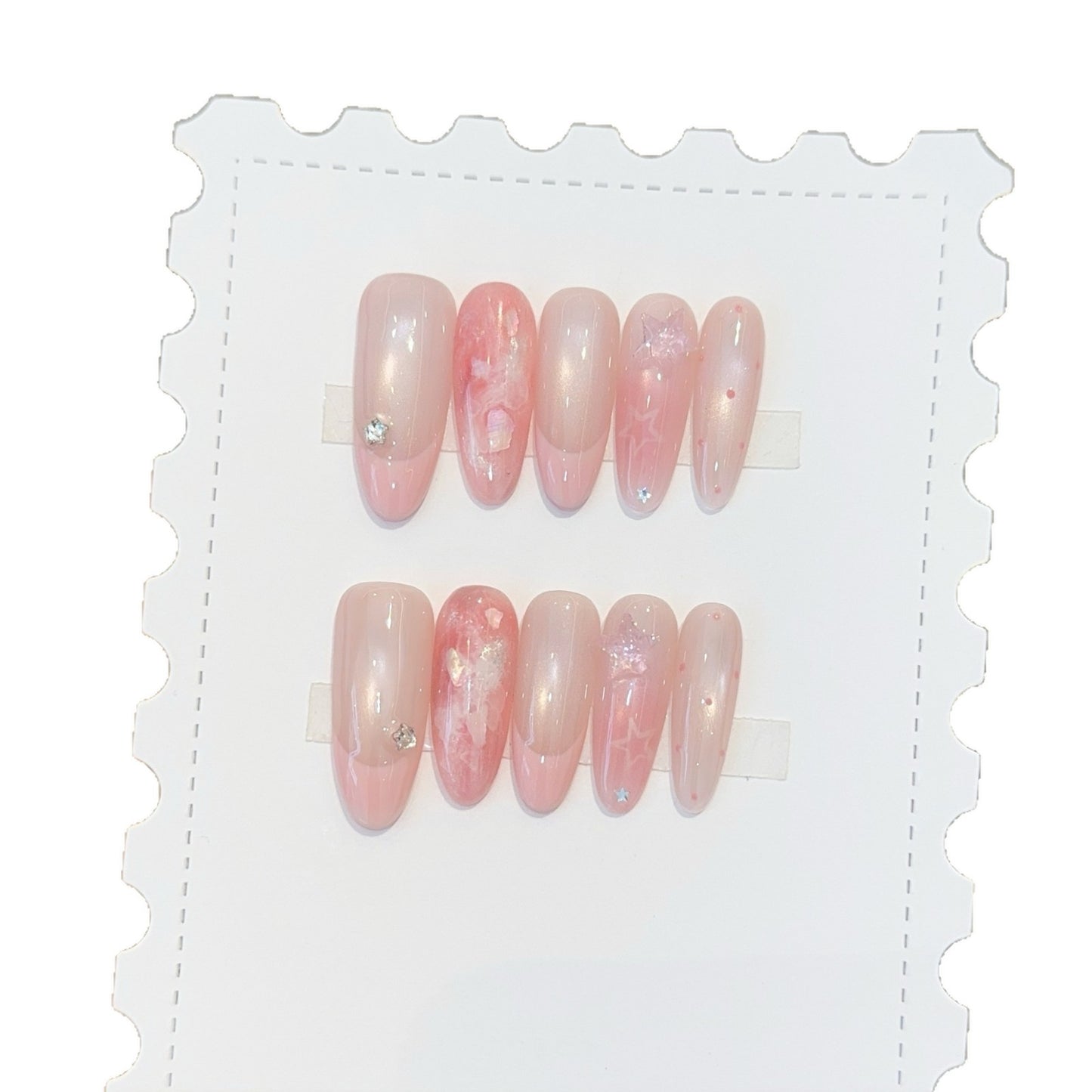 Kunstnägel mit Zartem Glitzer und Sternenmotiven Brehn