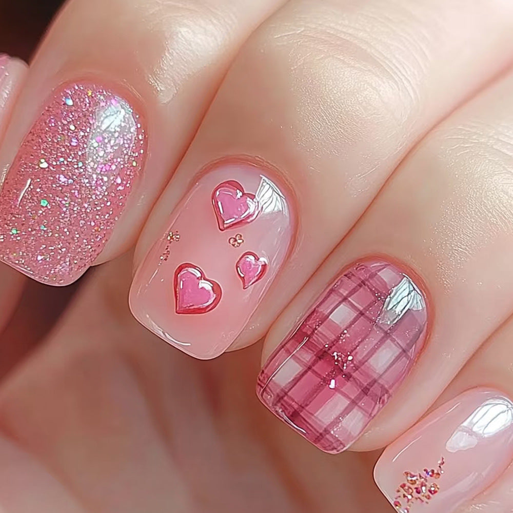 Herz-verzierte Druck-on Nagelkunst Brehn 1787370520