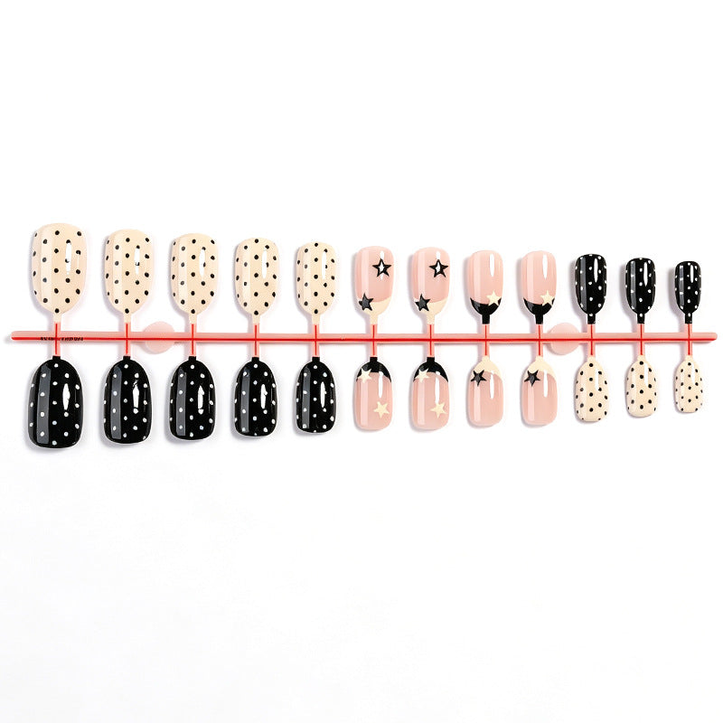Chic Punkt- und Stern-Press-On-Nagelset Brehn