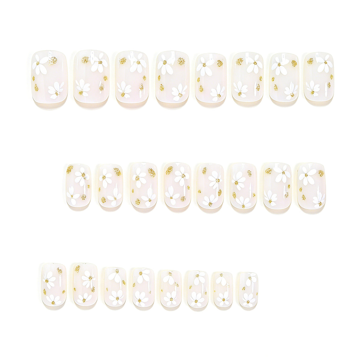 Elegante Blumenmuster Press-On Nagelkunst Brehn