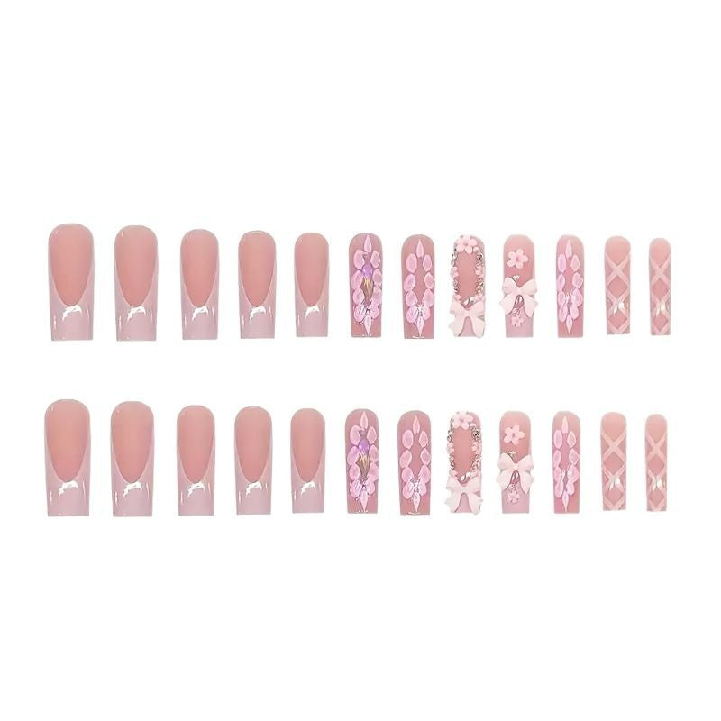 3D Floral Bow Press-On Nails Set Brehn