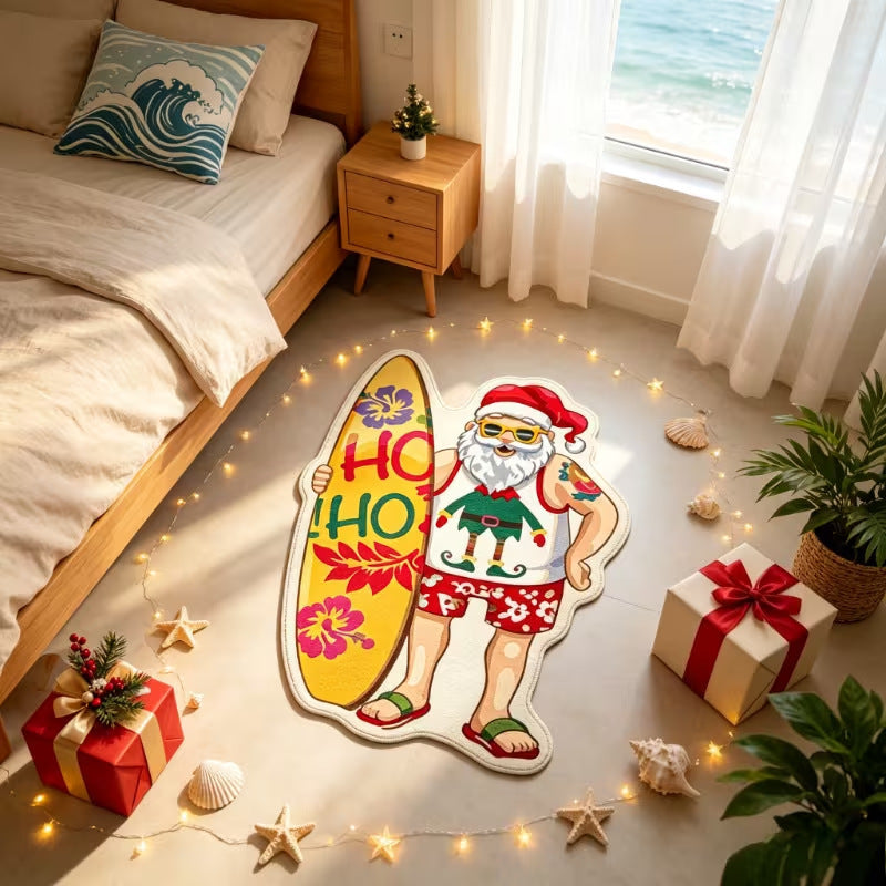 Fun Holiday Surfing Santa Bereichsteppich