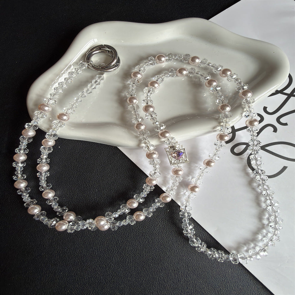 Eleganter Perlen- und Kristall-Brillenhalter Brehn