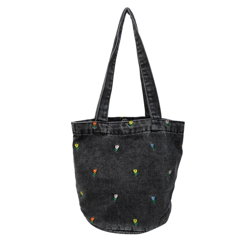 Bestickte Denim-Tote-Tasche