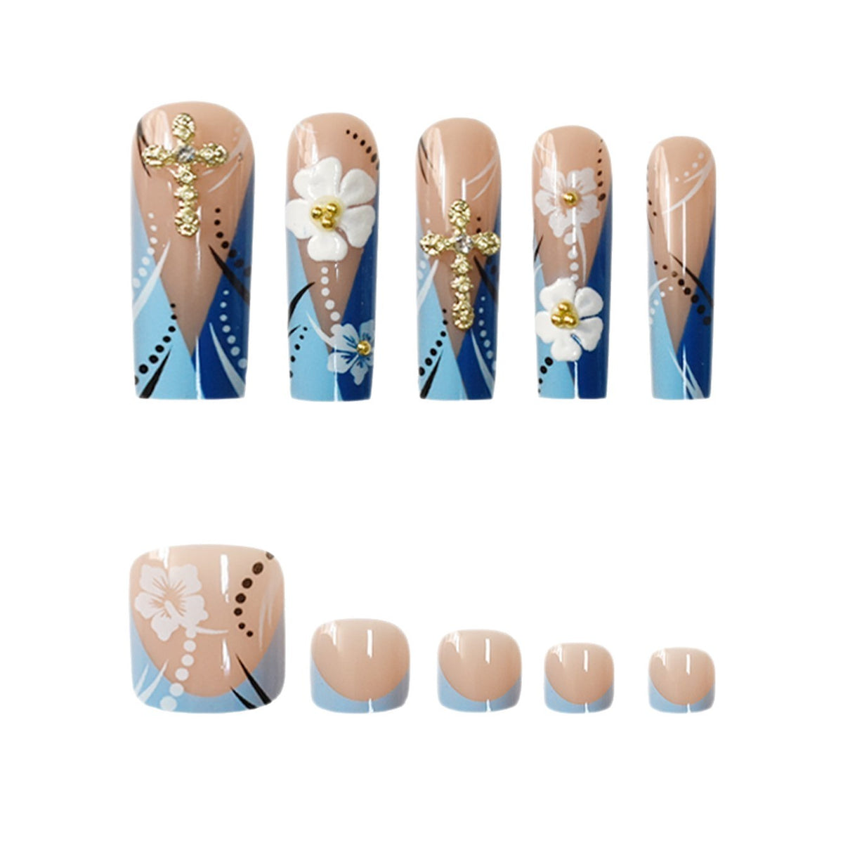 Florale Eleganz Acryl Nagelset Brehn