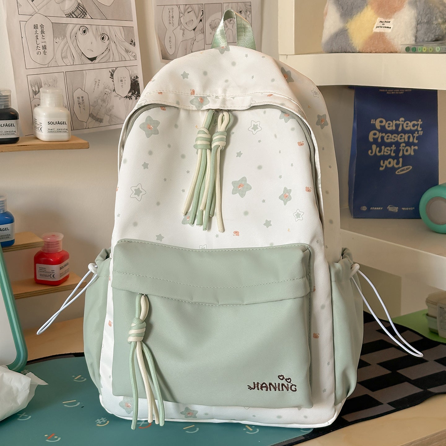Schnürverschluss Blumendruck Rucksack